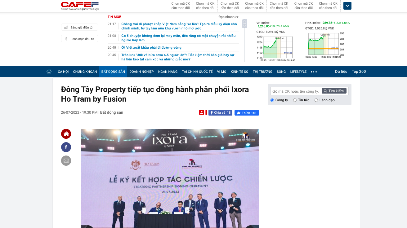 Read more about the article Đông Tây Property tiếp tục đồng hành phân phối Ixora Ho Tram By Fusion
