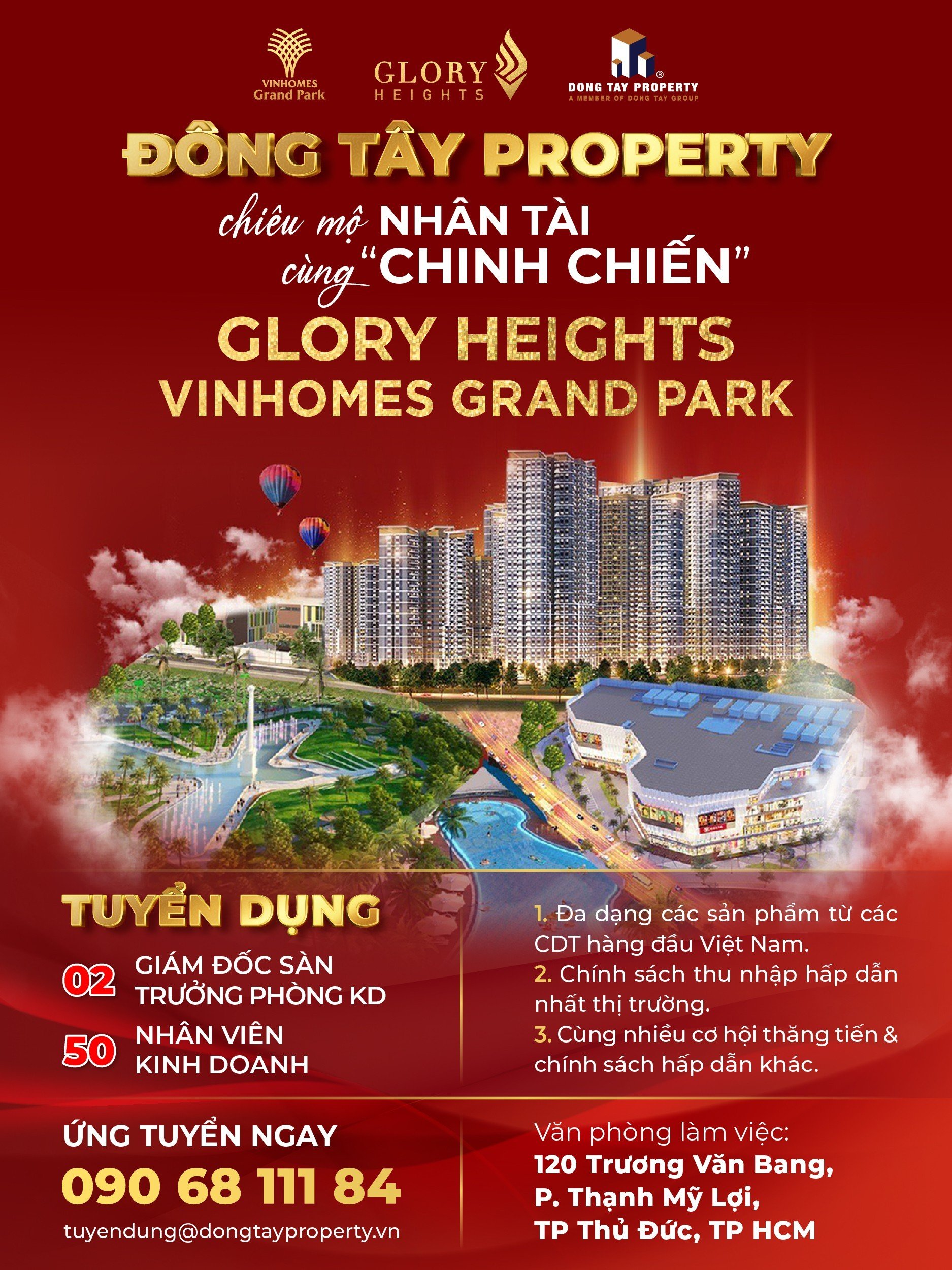 Read more about the article Đông Tây Property chiêu mộ nhân tài cùng “Chinh Chiến” Glory Heights Vinhomes Grand Park